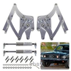 Billet Aluminum Hood Hinge Kit Pair for Mustang 1967-1969 Silver Direct Fit