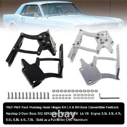 Billet Aluminum Hood Hinge Kit Pair for Mustang 1967-1969 Silver Direct Fit