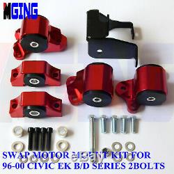 Engine Torque Motor Mount Kit Bracket For Civic 96-00 EK D16 B16 B18 Red