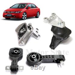 Fits 06-10 Honda Civic 1.8L AT Engine Motor. Trans Mounts Kit 4PCS With Support