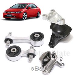 For 06-10 Honda Civic 1.8L MT Engine Motor. Trans Mounts Kit 4PCS With Support