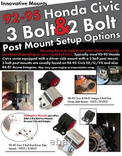 Innovative 3-bolt B-series Post Mount For B16 B18 B20 Honda CIVIC Acura Integra