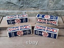 Lot of 4 Champion Spark Plug Boxes Shielded Double Ribbed Ford Models A B Empty