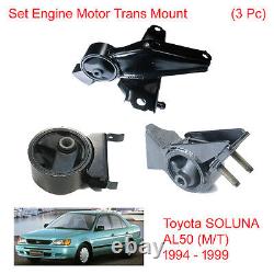 Set Engine Motor Trans Mount Mounting Fits Toyota SOLUNA AL50 (M/T) 1994 1999